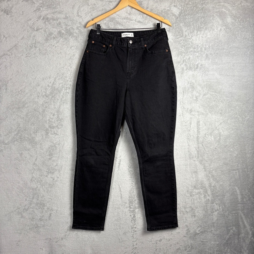 Abercrombie & Fitch Jeans Curve Love High Rise 29 Black Tapered Slim Denim